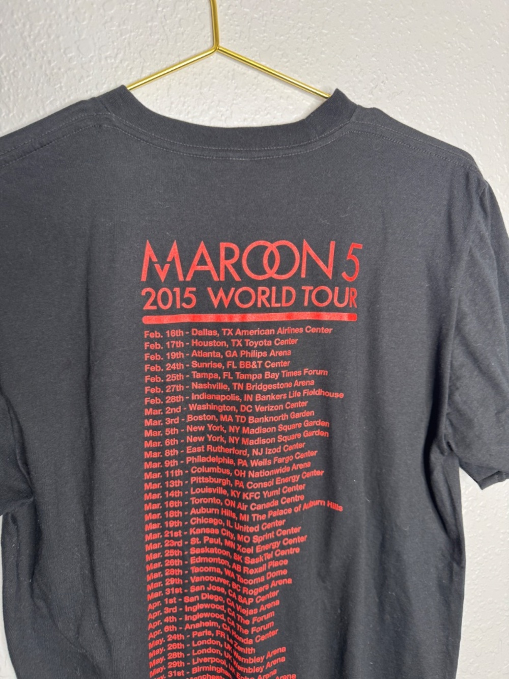 Maroon 5 2015‎ World Tour American Apparel Black  T-Shirt Size Medium - Picture 9 of 10